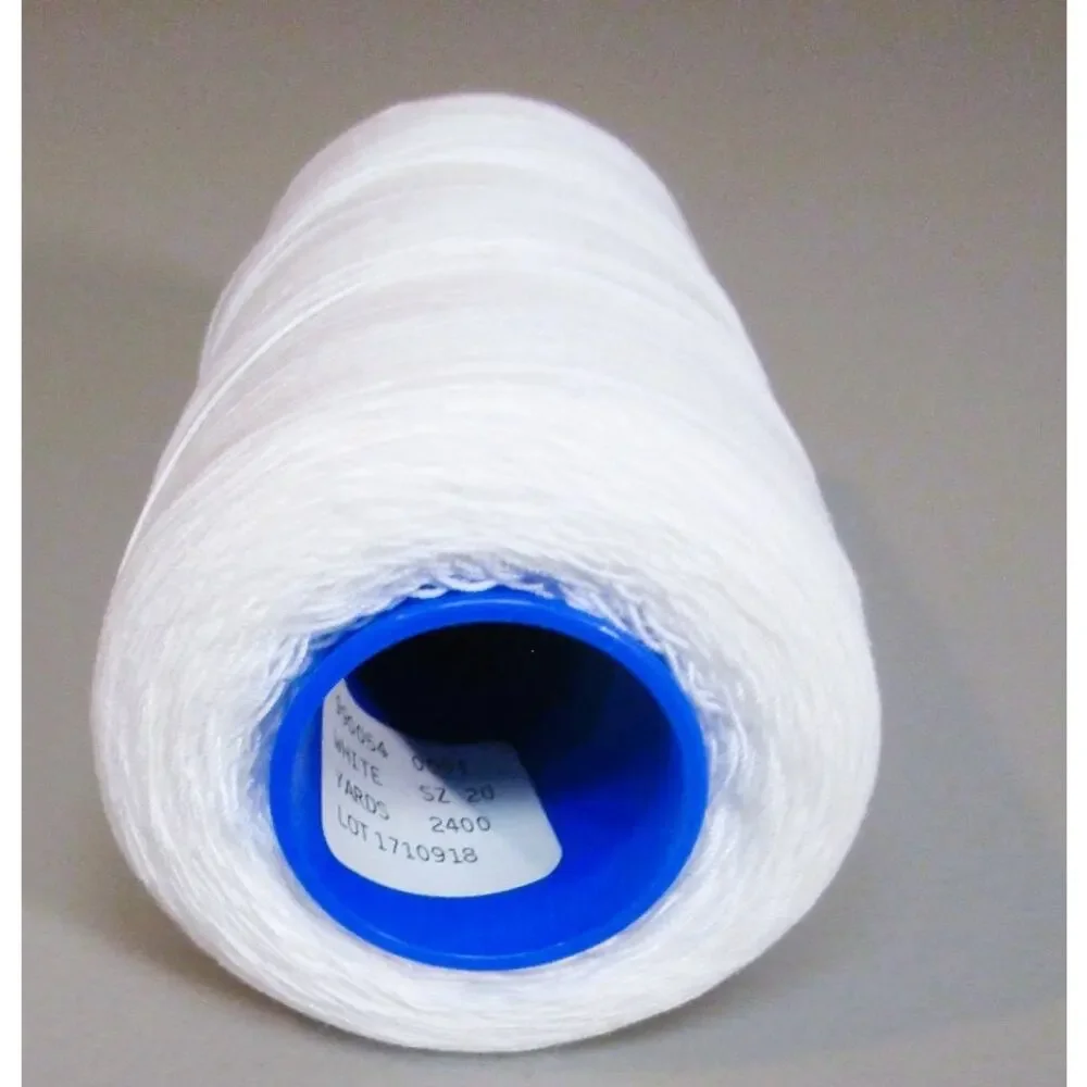 White Cone Thread Size 20 Industrial Sewing Yarn Spool 2400 Yards Textile Crafts